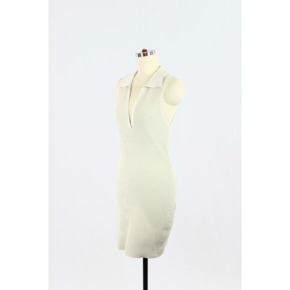 NWOT Aritzia BABATON Sculpt Knit Matte Pearl Ribbed Polo Neck Mini Dress, Size M - Picture 4 of 14